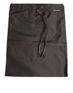 Dolce & Gabbana Brown Polyester Logo Elastic Waistband Swimwear