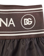 Dolce & Gabbana Brown Polyester Logo Elastic Waistband Swimwear