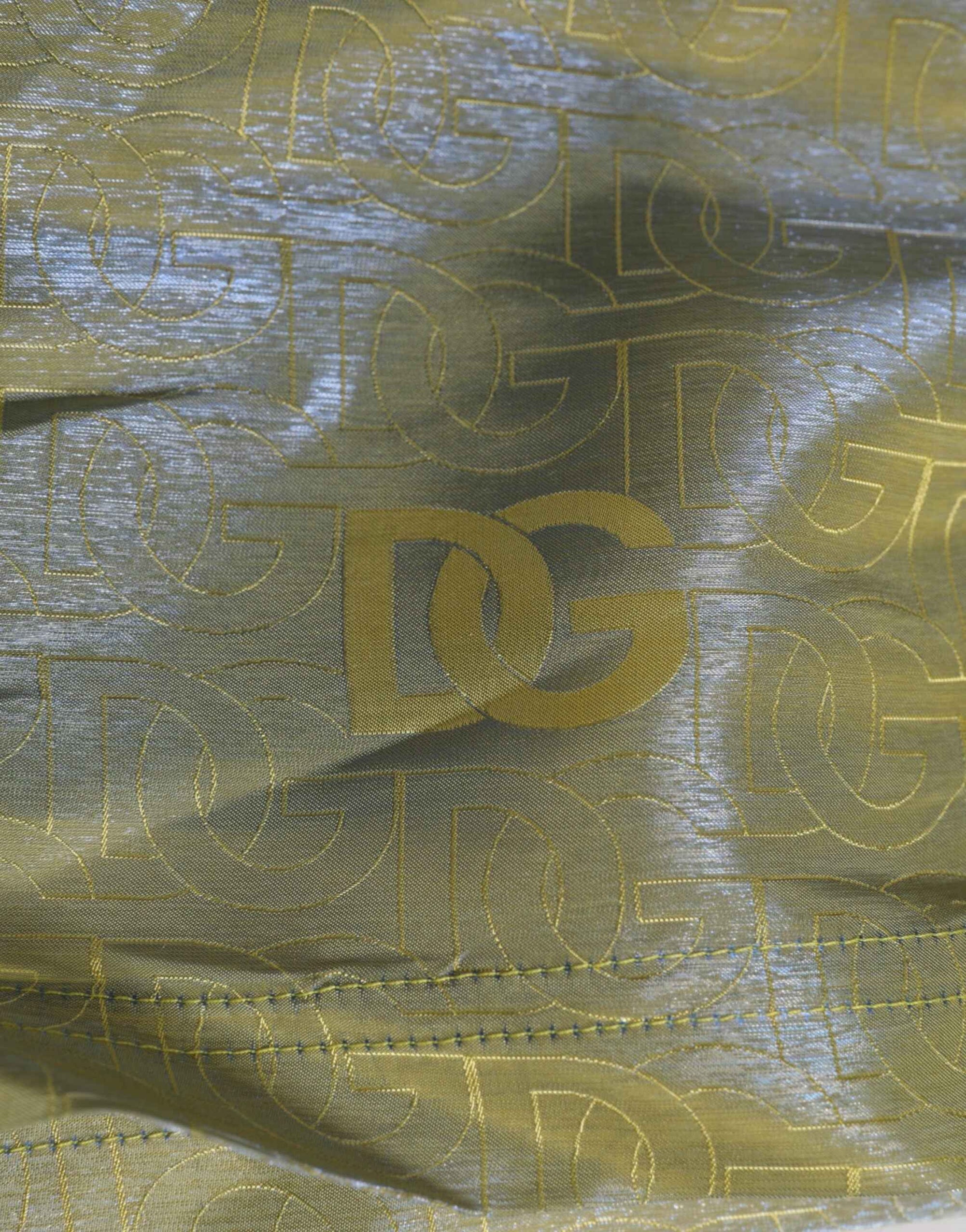 Dolce & Gabbana Green Polyester Metallic Logo Print Men Swimwear