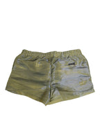 Dolce & Gabbana Green Polyester Metallic Logo Print Men Swimwear