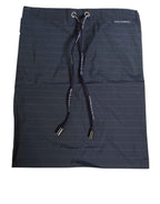 Dolce & Gabbana Navy Blue Polyester Nylon Pinstripe Men's Swimwear