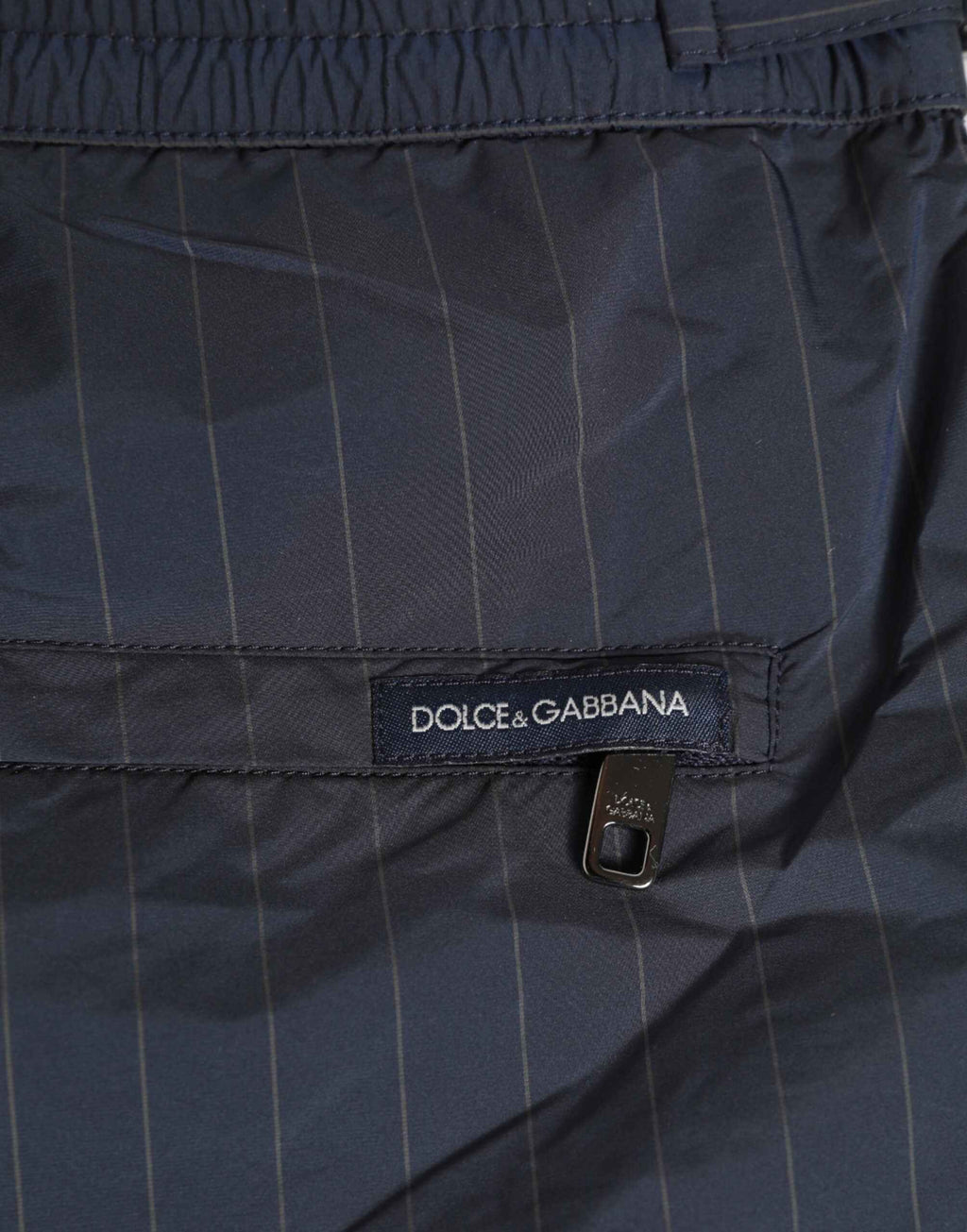 Dolce & Gabbana Navy Blue Polyester Pinstripe Men Shorts Swimwear