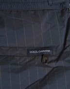 Dolce & Gabbana Navy Blue Polyester Pinstripe Men Shorts Swimwear