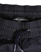 Dolce & Gabbana Black White Polyester Logo Elastic Waistband Swimwear