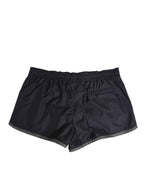 Dolce & Gabbana Black White Polyester Logo Elastic Waistband Swimwear
