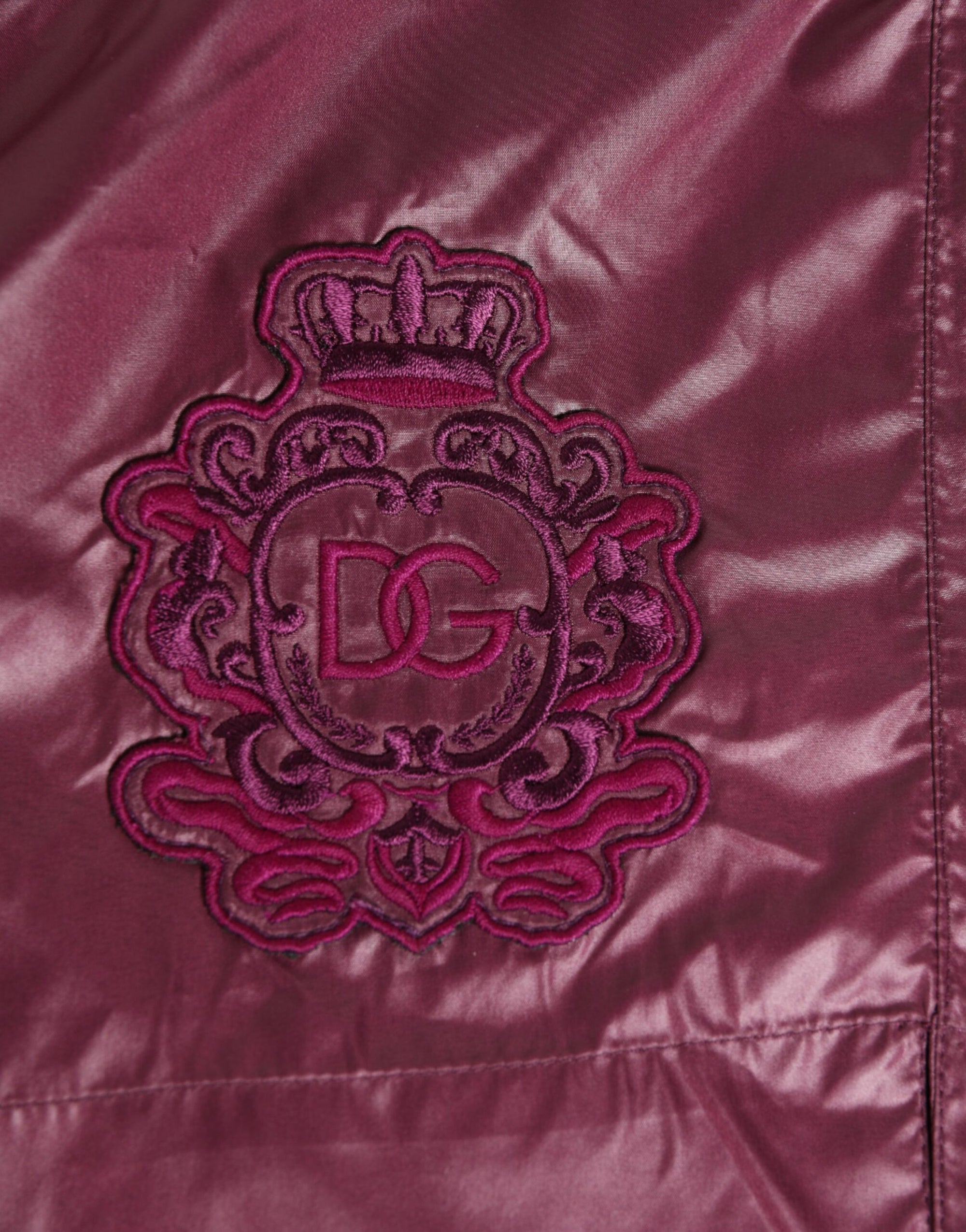 Dolce & Gabbana Burgundy Polyester Logo Embossed Crest Swimwear