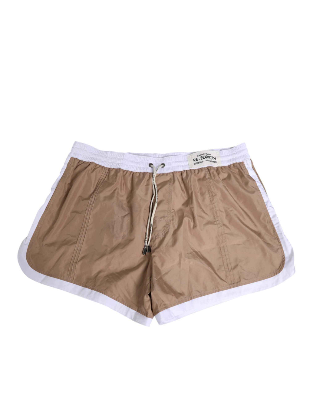 Dolce & Gabbana Brown White Polyester Re-Edition Shorts Swimwear
