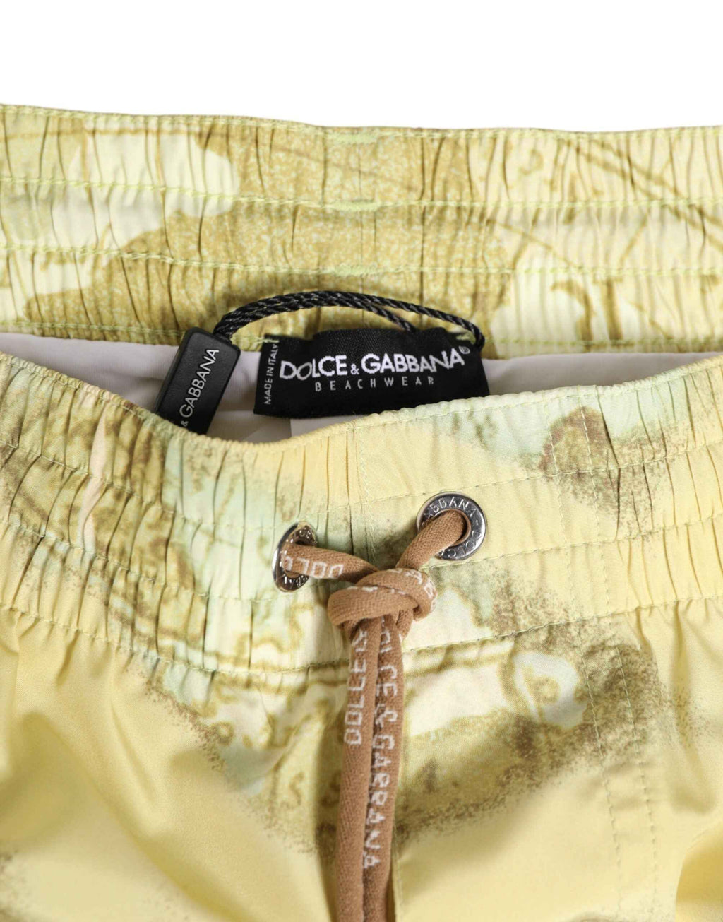Dolce & Gabbana Yellow World Map Polyester Elastic Waistband Swimwear
