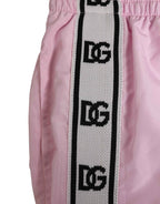 Dolce & Gabbana Pink Nylon Logo Side Stripe Beachwear Men Swimwear