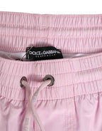 Dolce & Gabbana Pink Nylon Logo Side Stripe Beachwear Men Swimwear
