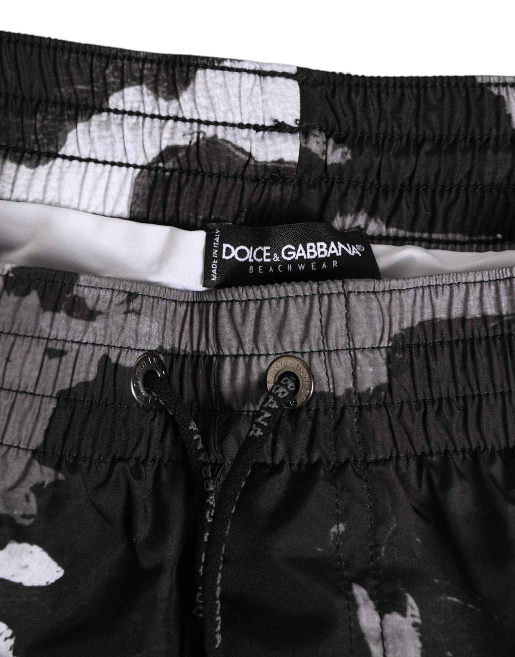 Dolce & Gabbana Black White Camouflage DG Logo Men Swimwear