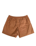 Dolce & Gabbana Brown Cotton Boxer Waistband Short Swimwear
