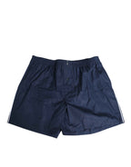Dolce & Gabbana Navy Blue Cotton Elastic Waistband Button Swimwear