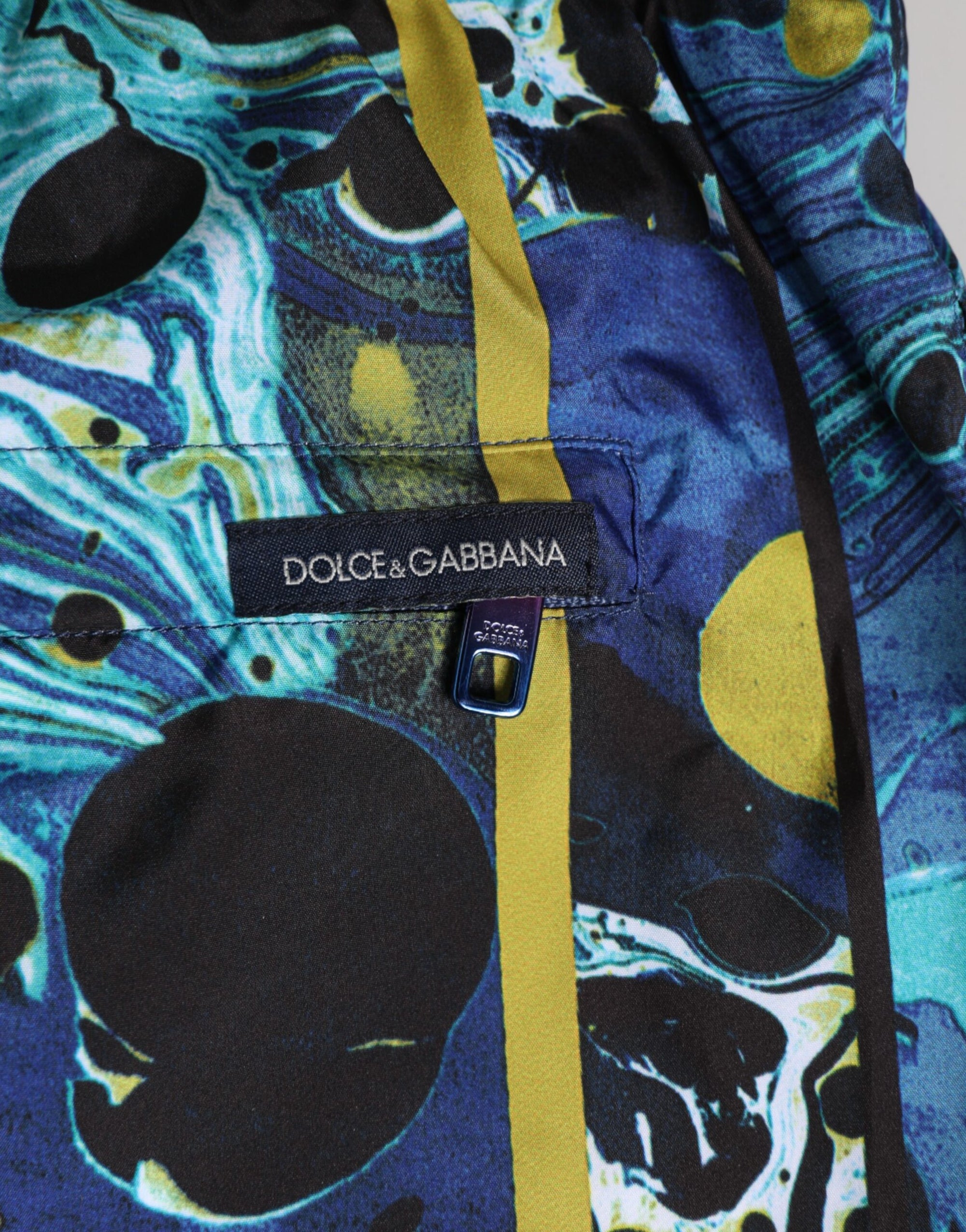 Dolce & Gabbana Blue Marble Print Logo Men Boxer Short Swimwear