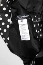 Dolce & Gabbana Black White Cotton Polka Dot Print V Neck Dress
