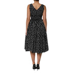 Dolce & Gabbana Black White Cotton Polka Dot Print V Neck Dress
