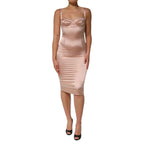 Dolce & Gabbana Blush Pink Silk Satin Bustier Midi Bodycon Dress