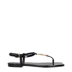 Versace Black Leather Flip-Flop Sandals