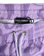 Dolce & Gabbana Purple DG Logo Print Nylon Men Shorts Swimwear