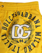 Dolce & Gabbana Yellow Nylon Logo Print Men Boxer Short Swimwear