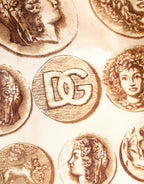 Dolce & Gabbana Brown Ancient Coin Print Silk Shorts Swimwear