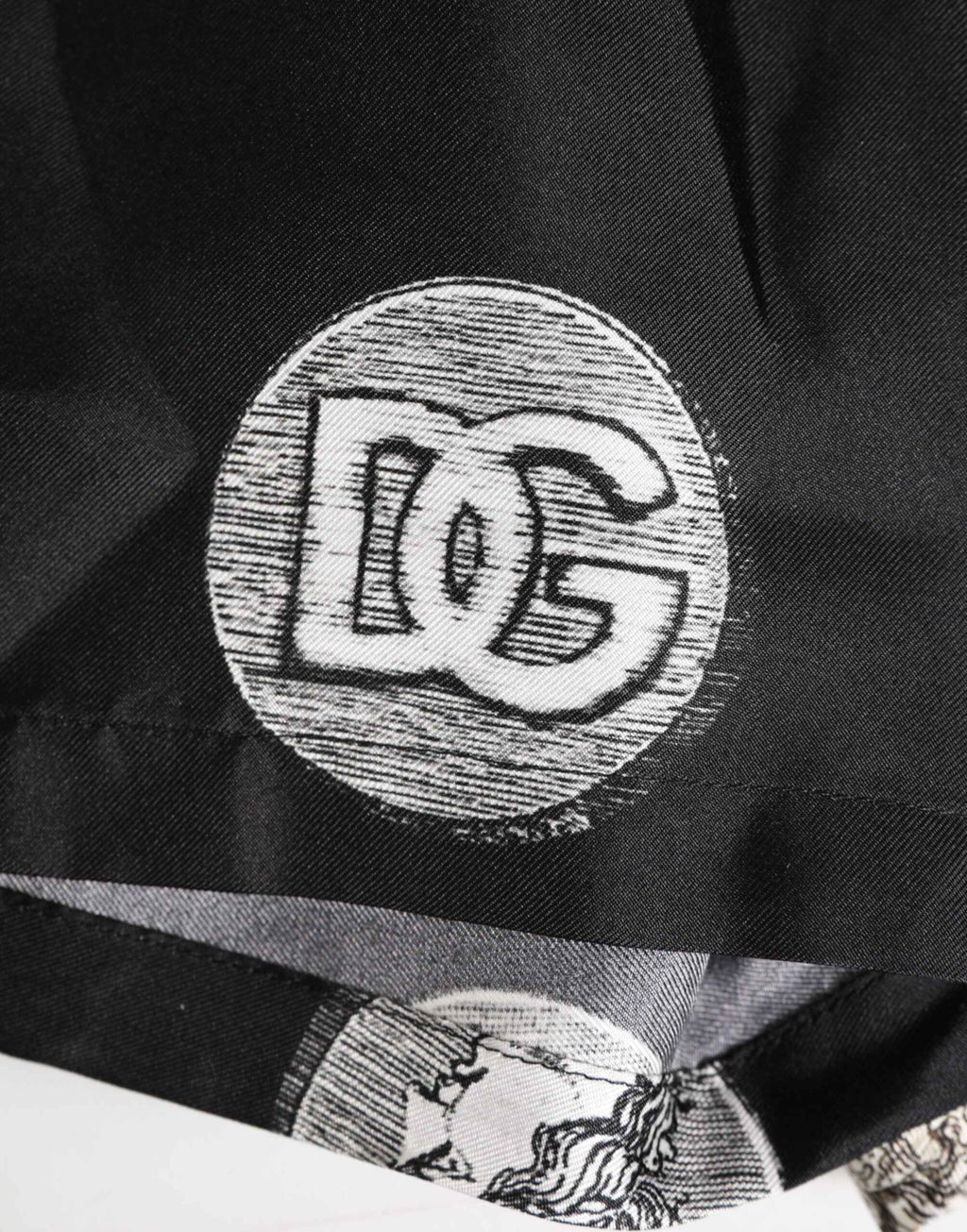 Dolce & Gabbana Black Silk Ancient Coin Print Boxer Short Swimwear