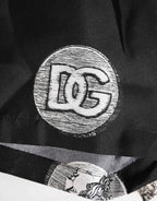 Dolce & Gabbana Black Silk Ancient Coin Print Boxer Short Swimwear