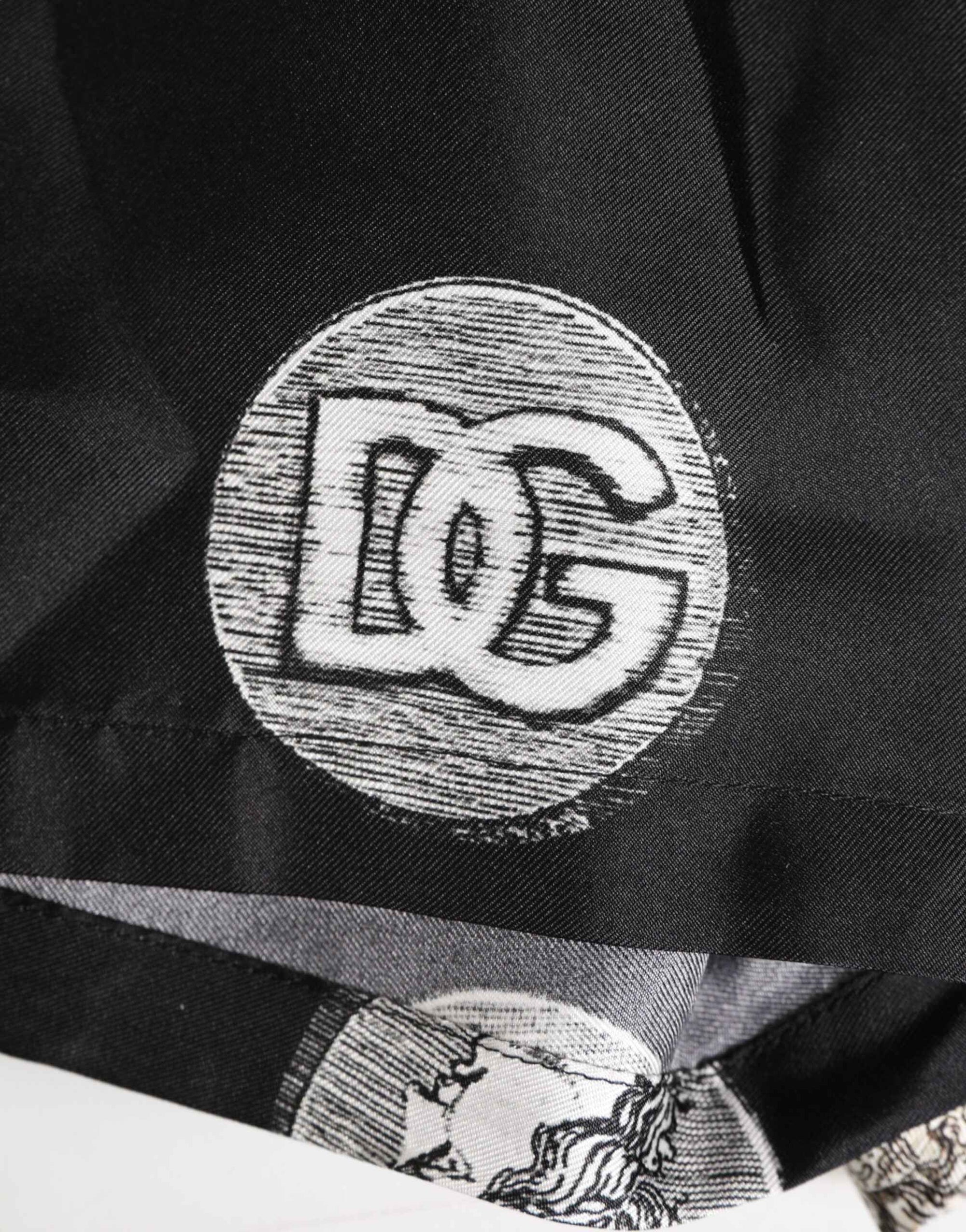 Dolce & Gabbana Black Silk Ancient Coin Print Boxer Short Swimwear