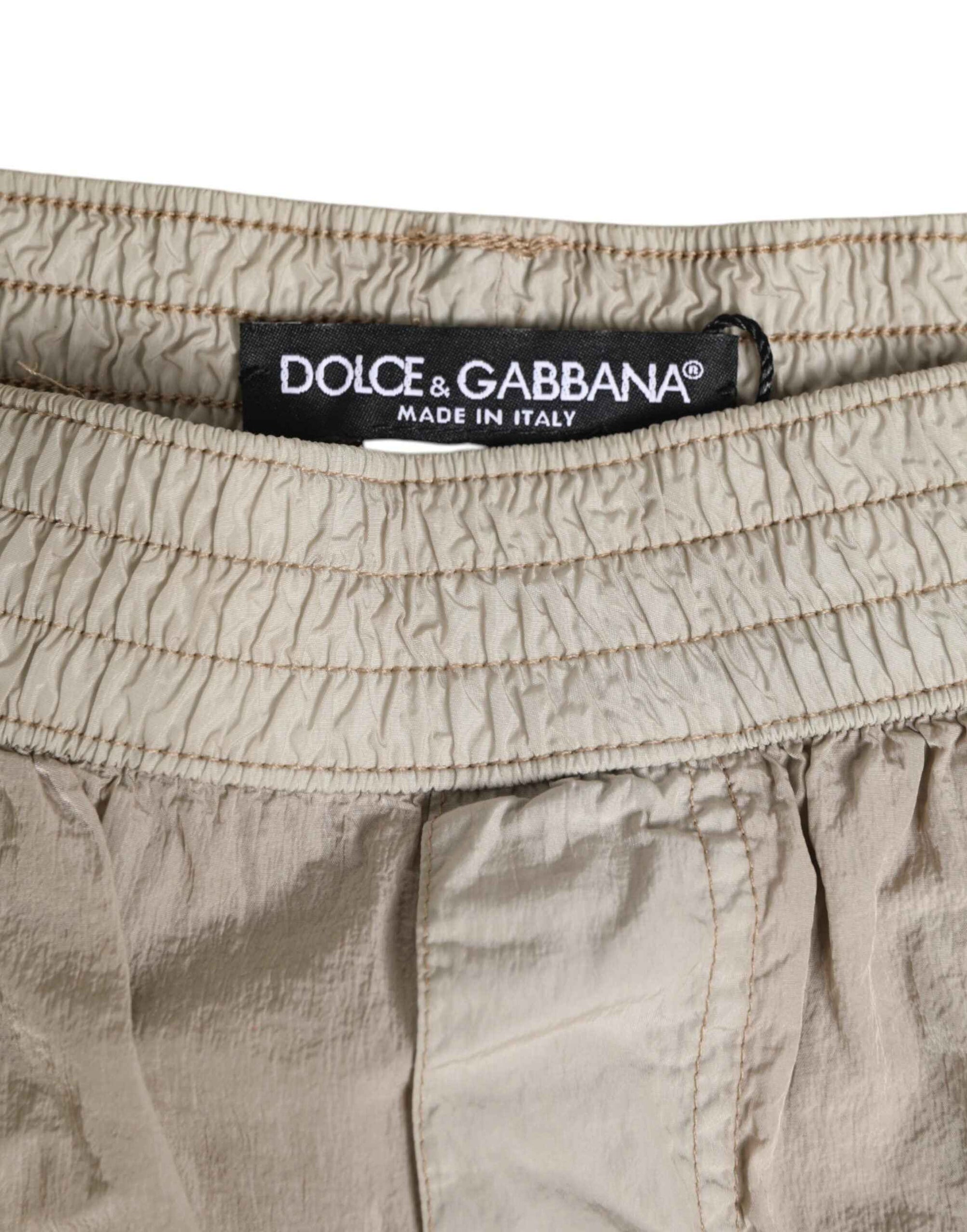 Dolce & Gabbana Beige Nylon Beachwear Men Boxer Short Swimwear