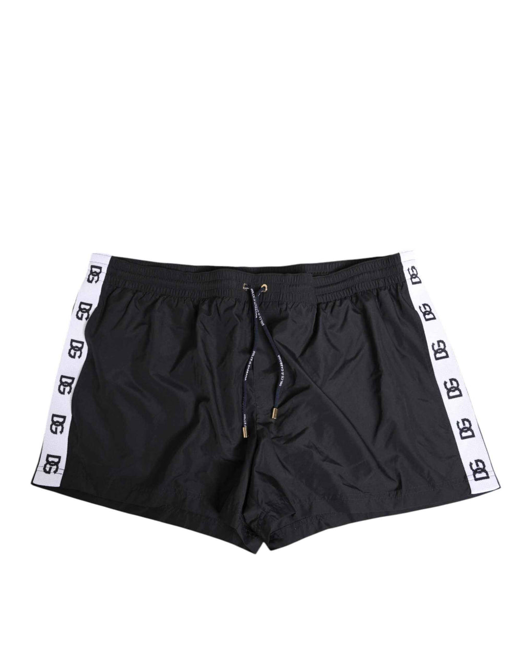 Dolce & Gabbana Black Nylon Side Logo Tape Shorts Swimwear