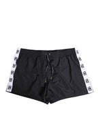 Dolce & Gabbana Black Nylon Side Logo Tape Shorts Swimwear