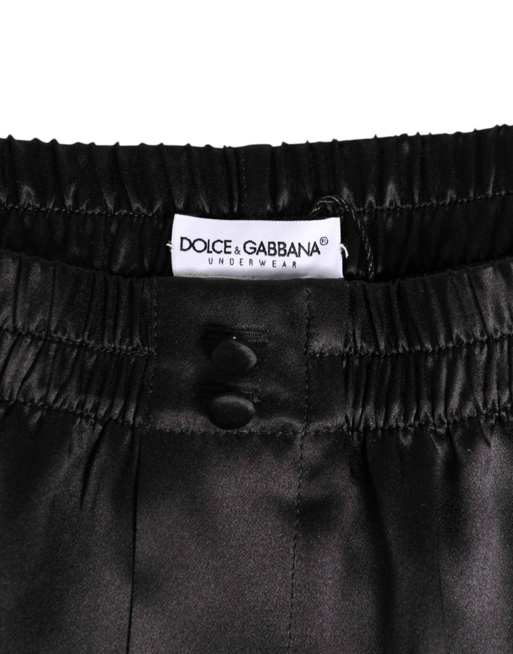 Dolce & Gabbana Black Silk Satin Elastic Men Boxer Short Swimwear