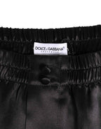 Dolce & Gabbana Black Silk Satin Elastic Men Boxer Short Swimwear