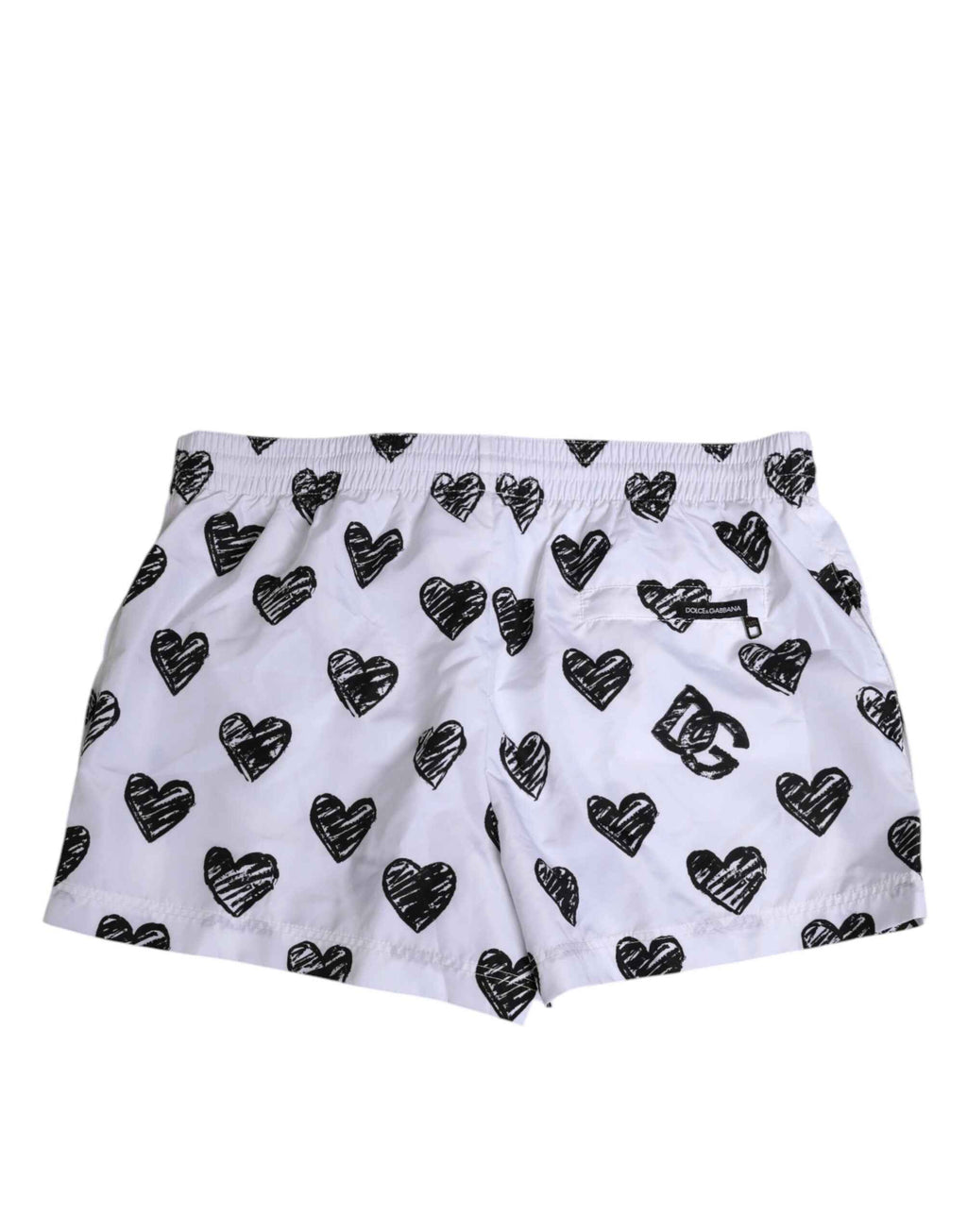 Dolce & Gabbana White Black Heart Print Men Boxer Short Swimwear