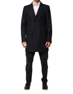 Dolce & Gabbana Dark Blue Wool Men Jacket Coat Blazer Suit