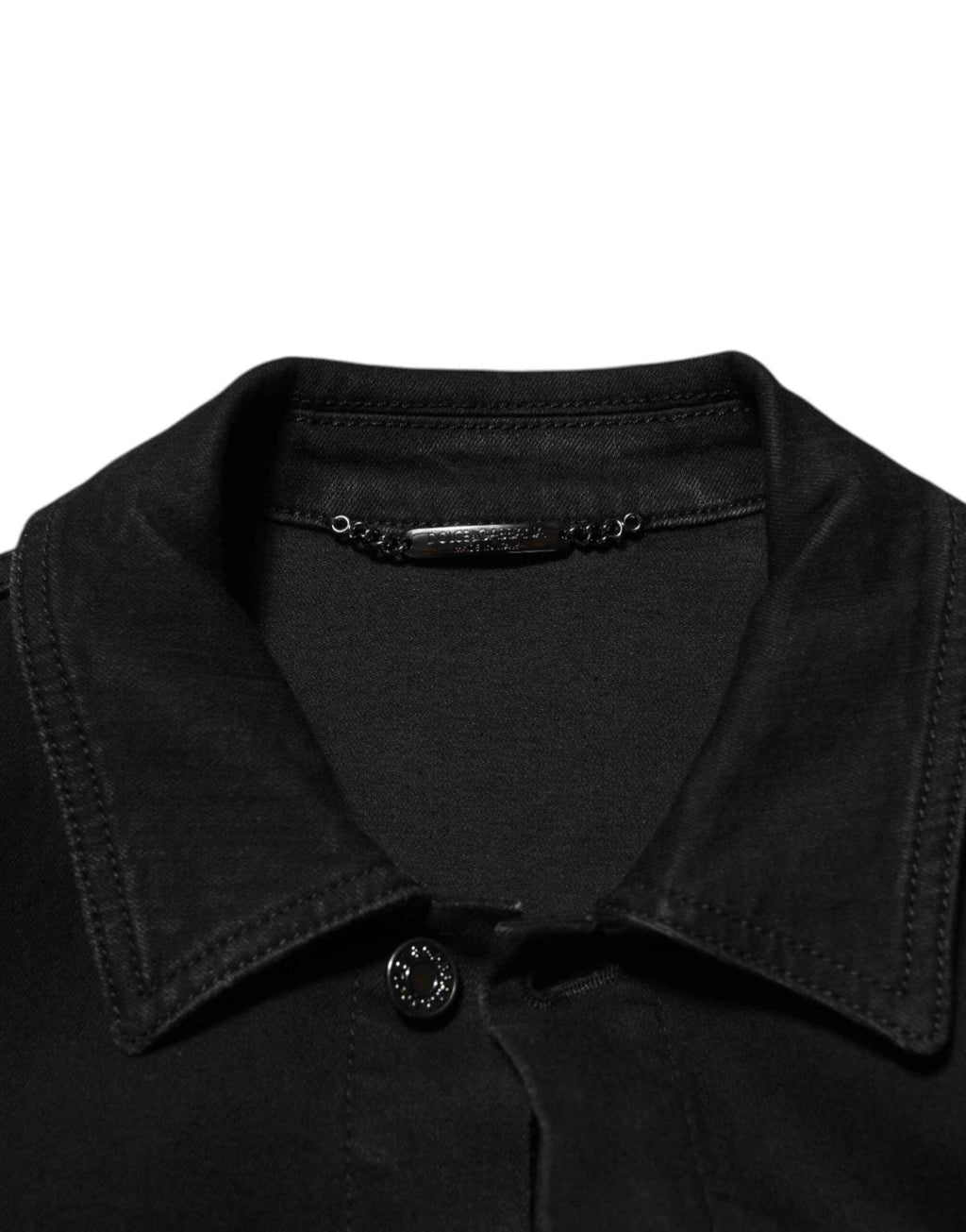 Dolce & Gabbana Black Cotton Denim Stretch Button Up Jacket