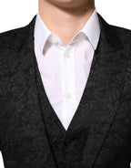 Dolce & Gabbana Black 3 Piece Brocade Jacquard Suit MARTINI