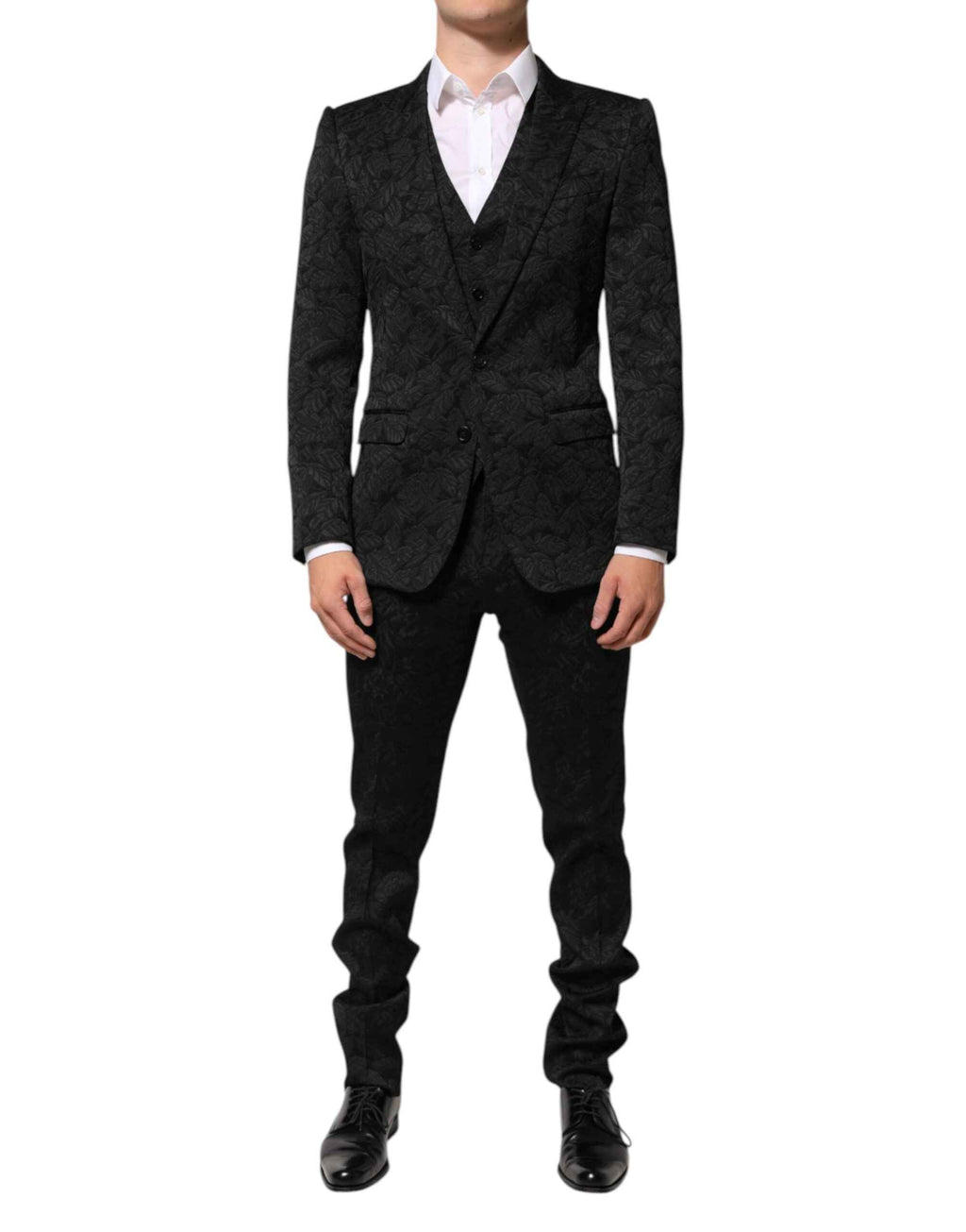 Dolce & Gabbana Black 3 Piece Brocade Jacquard Suit MARTINI