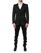 Dolce & Gabbana Black 3 Piece Brocade Jacquard Suit MARTINI