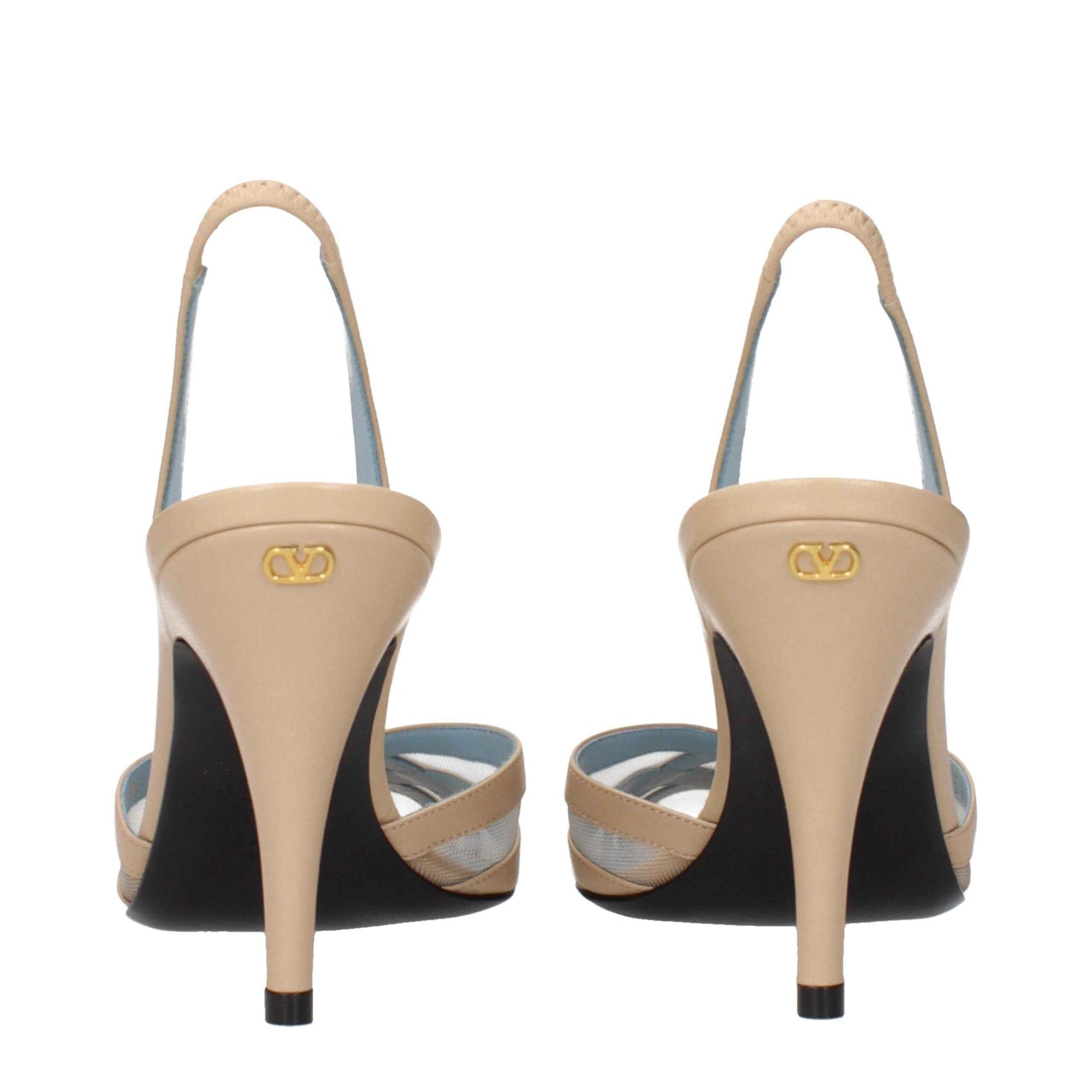 Valentino Garavani Beige Leather Stiletto Heels Sandals