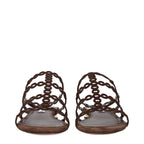 Aquazzura Brown Leather Flat Sandals