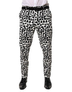 Dolce & Gabbana Black White Abstract Print Cotton Blend Pants