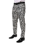 Dolce & Gabbana Black White Abstract Print Cotton Blend Pants