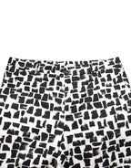 Dolce & Gabbana Black White Abstract Print Cotton Blend Pants