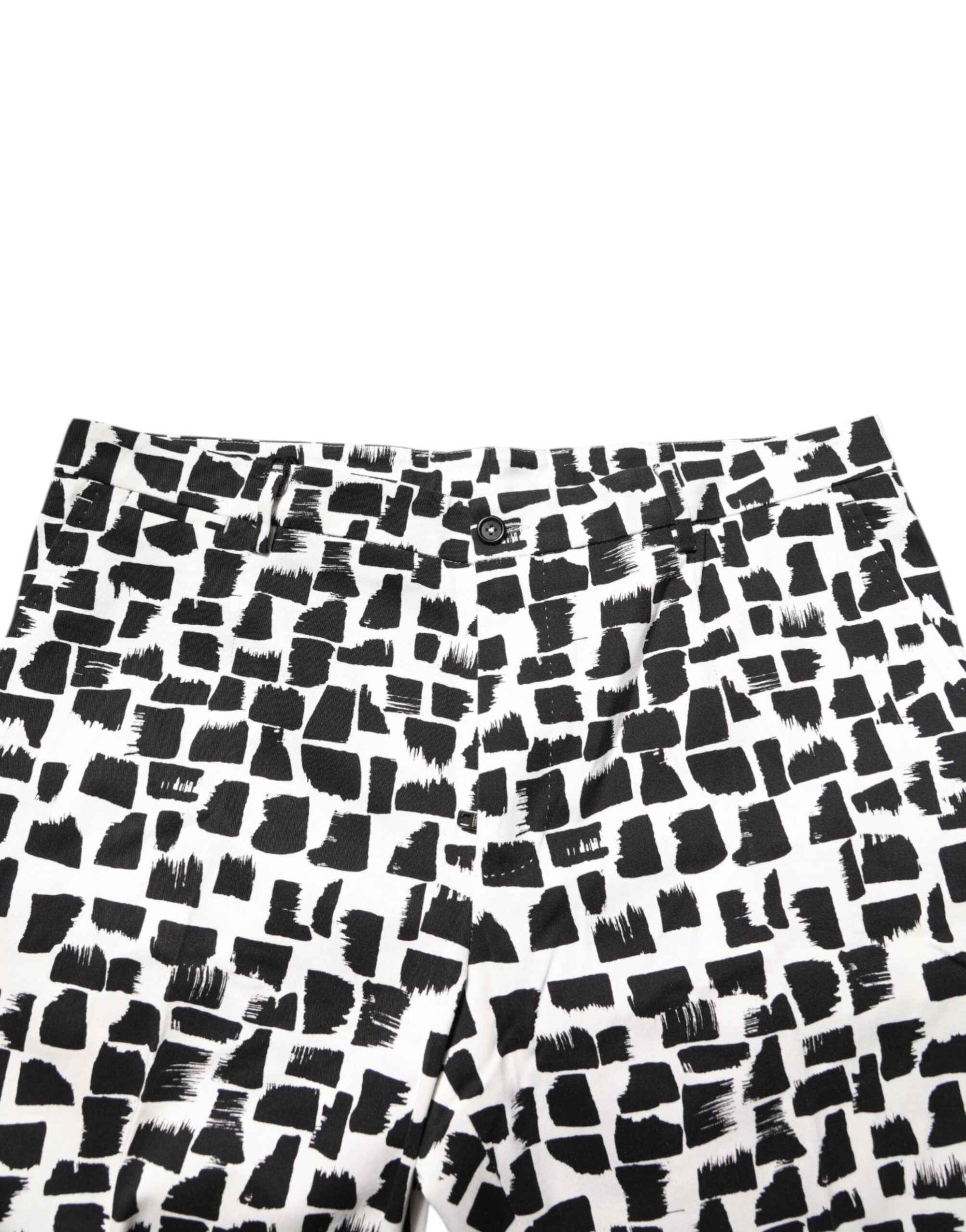 Dolce & Gabbana Black White Abstract Print Cotton Blend Pants