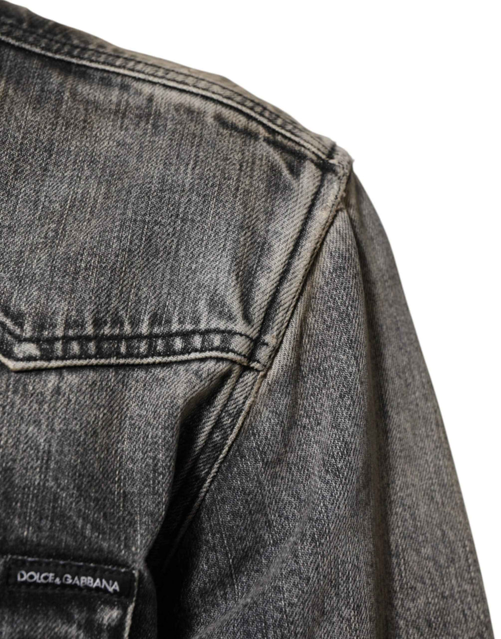 Dolce & Gabbana Black Washed Cotton Snap Long Sleeve Casual Shirt