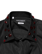Dolce & Gabbana Black Cotton Embellished Collar Men’s Shirt