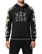 Dolce & Gabbana KING Black Orchid Floral Crown Logo Hoodie Sweater