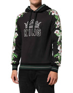 Dolce & Gabbana KING Black Orchid Floral Crown Logo Hoodie Sweater