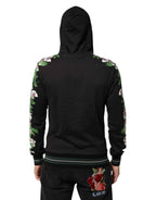 Dolce & Gabbana KING Black Orchid Floral Crown Logo Hoodie Sweater